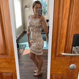 Sparkle Sequin White, cream, silver mini dress!